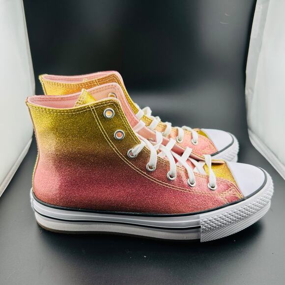 Converse Chuck Taylor All Star EVA Lift Platform High PS Citrus Glitz Pink Gold - Picture 4 of 7